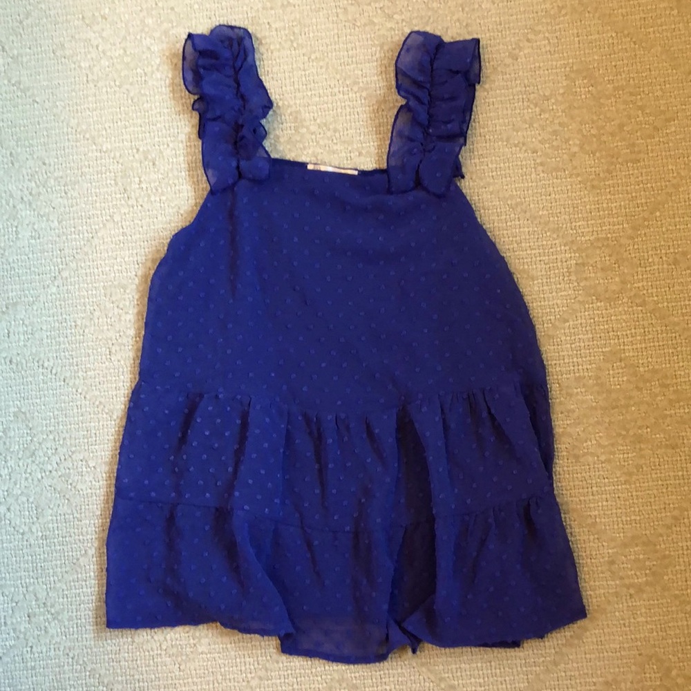 Lisa Robertson Blue Babydoll Swiss Dot Tank Top Blouse XS